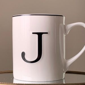 William Sonoma letter J monogrammed ceramic mug initial J minimalistic classic
